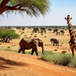 **

A vast savanna landscape in National Park W, Niger. Elephants graze near acacia trees while giraffes browse in the distance. Lions rest under a rocky outcrop. Gallery forests line a winding river. Clear blue sky. Safe for work, appropriate content, fully clothed, professional photography, perfect anatomy, natural proportions.

**