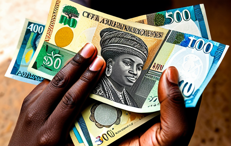 니제르 화폐 단위 및 환전 방법 - **Image Prompt 1: The Vibrant CFA Franc in Hand**
A close-up, high-definition shot of a female t...