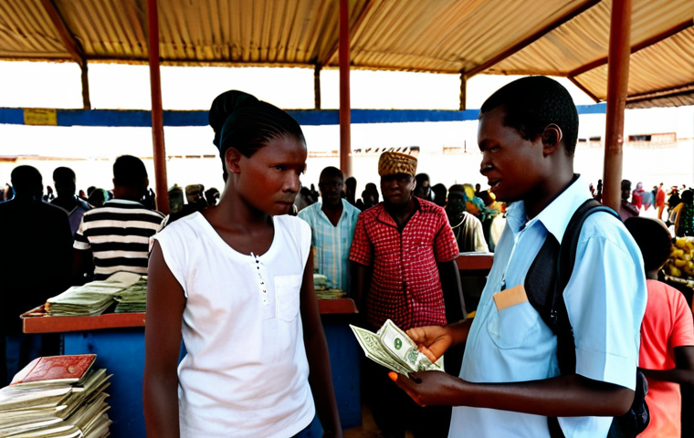 니제르 화폐 단위 및 환전 방법 - **Image Prompt 1: The Vibrant CFA Franc in Hand**
    A close-up, high-definition shot of a female t...
