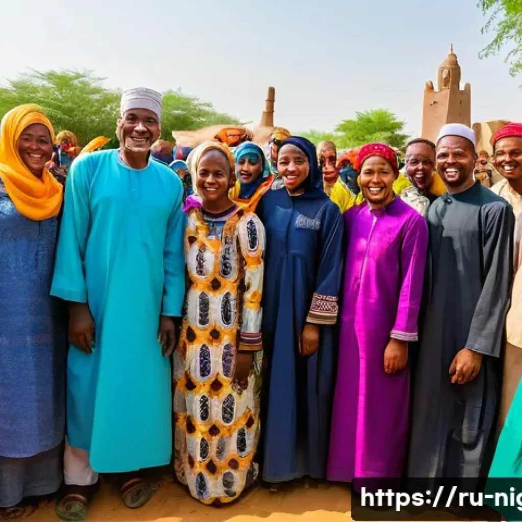 니제르 종교별 분포 및 신앙생활 - **A Vibrant Eid Celebration in a Nigerien Village:** An image depicting a joyful Eid al-Fitr (Uraza-...