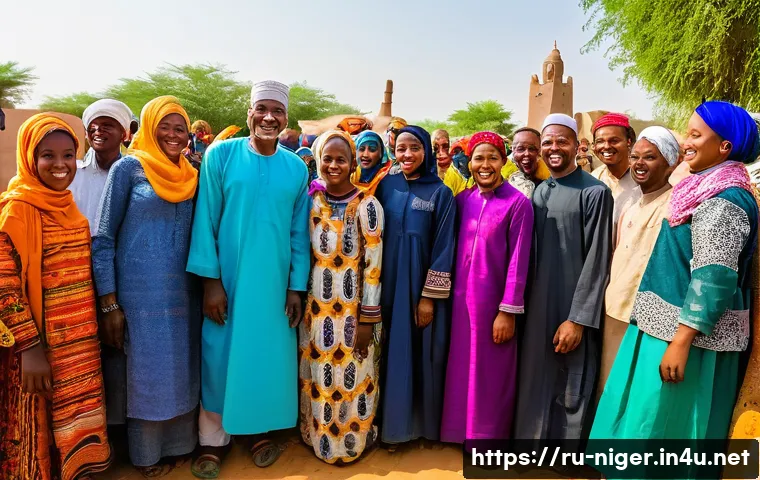 니제르 종교별 분포 및 신앙생활 - **A Vibrant Eid Celebration in a Nigerien Village:** An image depicting a joyful Eid al-Fitr (Uraza-...